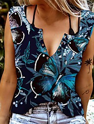 cheap -cross-border new products 2022 summer european and american foreign trade women&#039;s clothing amazon aliexpress sleeveless v-neck butterfly print vest