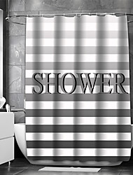 cheap -Strip Withe Letter Bathroom  Shower Curtain  Casual Polyester New Design