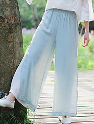 cheap -Women&#039;s Fashion Chinos Wide Leg Split Elastic Waist Full Length Pants Casual Weekend Inelastic Plain Comfort Mid Waist White Black Gray Pink Red M L XL