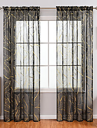 cheap -Basic Rod Pocket Sheer Voile Window Curtain Black 1 Panel for Kitchen Bedroom Children Living Room Yard