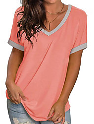 cheap -2022 european and american women&#039;s clothing foreign trade amazon spring and summer new women&#039;s v-neck short-sleeved t-shirt color matching top