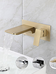 cheap -Bathroom Sink Faucet - Wall Mount / Waterfall Electroplated / Brushed Gold / Black Painted Finishes Mount Inside Wall mountedBath Taps
