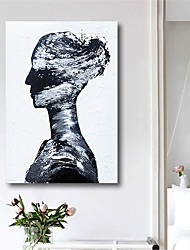cheap -Oil Painting Handmade Hand Painted Wall Art Abstract Modern Figure Black White Girl Lady Home Decoration Decor Stretched Frame Ready to Hang