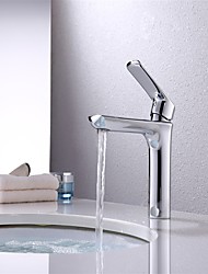 cheap -Bathroom Sink Faucet - Classic Chrome / Electroplated / Painted Finishes Free Assemblement Single Handle One HoleBath Taps