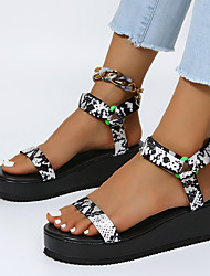 cheap -Women&#039;s Sandals Platform Sandals Dad Sandals Flat Heel Peep Toe PU Leather Magic Tape Fall Summer Black Green Brown