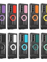 cheap -Phone Case For Samsung Galaxy Flip Z Fold3 Ring Holder Clear Shockproof Solid Colored TPU PC