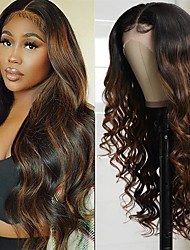 cheap -Wavy 13x4 Lace Front Human Hair Wigs for Black Women Brazilian Remy Hair Chocolate Brown Body Wave Wig Pre Plucked With Baby Hair 150% Density 1B/30