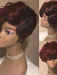 cheap -Short Curly Wigs for Black Women Synthetic with Bangs Natural Black and Wine Red Hair Daily Use Hair Heat Resistant Fiber Wig