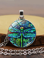 cheap -1pc Pendant Necklace Necklace For Men&#039;s Women&#039;s Black Party Evening Street Gift Glass Alloy Rolo Dragonfly