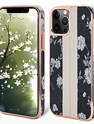 cheap -Phone Case For Apple Classic Series iPhone 13 Pro Max 12 11 Bumper Frame Plating Full Body Protective Flower TPU PC PU Leather