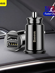 cheap -Baseus Mini Dual USB Car Charger 5V 3.1A Fast Charge 2 Ports USB For Phone Tablet Car Charging