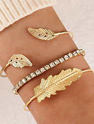 cheap -3pcs Women&#039;s Bracelet Classic Leaf Personalized Stylish Artistic Simple Trendy Alloy Bracelet Jewelry Gold For Christmas Party Evening Formal Beach Festival