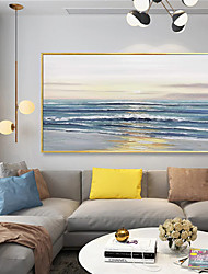 cheap -Handmade Oil Painting CanvasWall Art Decoration Abstract Knife Painting Seascape Blue For Home Decor Rolled Frameless Unstretched Painting