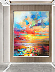 cheap -Handmade Oil Painting CanvasWall Art DecorationAbstract Knife Painting Landscape Yellow For Home Decor Stretched Frame Hanging Painting