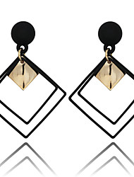 cheap -korean version of the fashion cold wind diamond-shaped alloy earrings temperament long pendant personality all-match simple net red big earrings