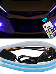 cheap -2pcs LED DRL Car Daytime Running Light Flexible Waterproof Strip Auto Headlights Rgb Brake Flow Lights remote control 12V