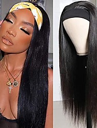 cheap -Human Hair Wig Long Body Wave With Headband Natural Black Adjustable Natural Hairline Glueless Machine Made Capless Brazilian Hair All Natural Black #1B 10 inch 12 inch 14 inch Daily Wear Party