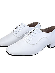 cheap -Men&#039;s Latin Shoes Ballroom Shoes Practice Trainning Dance Shoes Stage Performance Practice Heel Low Heel Lace-up White Black