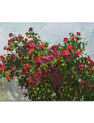 cheap -Oil Painting Handmade Hand Painted Wall Art Abstract Red Flowers Canvas Painting Home Decoration Decor Stretched Frame Ready to Hang