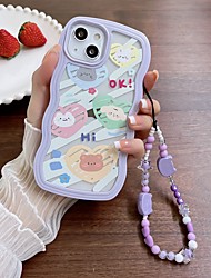 cheap -Phone Case For Apple Back Cover iPhone 13 12 11 Pro Max X XR XS Max Bumper Frame with Wrist Strap Soft Edges Lines / Waves Animal TPU PC