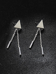 cheap -1Pair Fashionable Women Girls Triangular Tassel Dangle Earrings