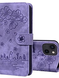 cheap -Phone Case For Apple Wallet Card iPhone 13 Pro Max 12 11 SE 2022 X XR XS Max 8 7 Card Holder Slots Magnetic Flip Kickstand Solid Colored Flower TPU PU Leather