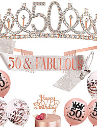 cheap -16th 50th Birthday Crown &amp; Birthday Girl Sash Set, Rhinestone Tiaras and Crowns for Women Girls Gold Tiara Birthday Gold Sash Princess Tiaras Queen Crowns for Birthday Party Photoshoot