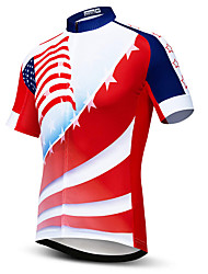 cheap -21Grams® Men&#039;s Short Sleeve Cycling Jersey Stripes American / USA Eagle Bike Shirt Mountain Bike MTB Road Bike Cycling Red Blue Quick Dry Moisture Wicking Sports Clothing Apparel / Athleisure