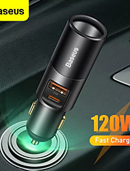 cheap -Baseus 120W USB Car Charger 4.0 3.0 PD Fast Charge Car Cigarette Lighter Charger