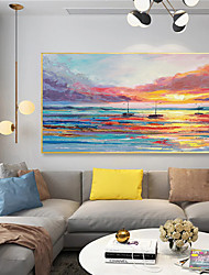 cheap -Handmade Oil Painting CanvasWall Art Decoration Abstract Knife Painting Seascape Sailboat For Home Decor Rolled Frameless Unstretched Painting