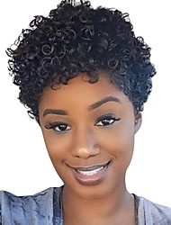 cheap -Short Human Hair Wigs Pixie Cut Curly Brazilian Hair for Black Women Machine Made Cheap Glueless Curly African American Wig