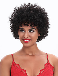 cheap -Sleek Remy Human Hair Wig Afro Kinky Curly Wavy Pixie Cut Short Bob Black Soft Adjustable Best Quality Machine Made Brazilian Hair Women&#039;s Natural Black 10 inch Daily Wear Vacation