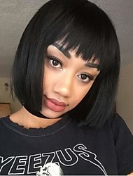 cheap -Straight Bob Wig With Bangs Bone Straight Human Hair Wigs For Women Human Hair No Lace Full Machine Made Wigs Fringe Wig
