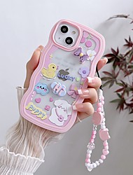 cheap -Phone Case For Apple Back Cover iPhone 13 12 11 Pro Max X XR XS Max Bumper Frame with Wrist Strap Soft Edges Lines / Waves 3D Cartoon Animal TPU PC