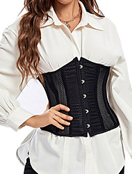 cheap -Corset Women&#039;s Corsets Breathable Comfortable Underbust Corset Retro Tummy Control Pure Color Hook &amp; Eye Lace Up Polyester Party &amp; Evening Walking Fall Winter Summer Black