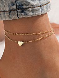 cheap -Women&#039;s Aluminium alloy Ankle Bracelet Love Heart For Going out Outdoor Beach Heart Jewellery