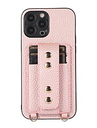 cheap -Phone Case For Apple Back Cover iPhone 13 Pro Max 12 Mini 11 X XR XS Max 8 7 with Removable Cross Body Strap with Wrist Strap Card Holder Slots Solid Colored Genuine Leather