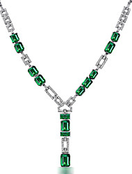 cheap -Lucky doll Luxury Simulation Emerald Necklace Ladies Wind Micro-Inlaid Diamond Necklace