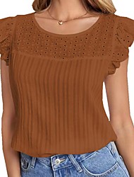 cheap -2022 summer new european and american women&#039;s clothing amazon wish hollow stitching sleeveless ruffled t-shirt women