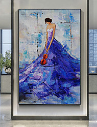 cheap -Handmade Oil Painting CanvasWall Art Decoration Abstract Knife PaintingBody Art Blue For Home Decor Rolled Frameless Unstretched Painting