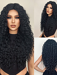cheap -HAIRCUBE Black/Wine/Ombre Brown 24 inch Lace Front Wig Long Afro Curly 13*4*1 T Part Kanekalon Lace Wig With Baby Hair for Black Woman 180% Density