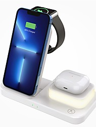 cheap -3 in 1 Wireless Charger 15 W Output Power Wireless Charging Station With LED Night Light CE Certified Fast Charging Magnetic For Smart Watch  iPhone 13 12 Pro Max Samsung S22 S21 S20 AirPods