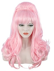 cheap -Long Wavy Pink Wig Big Bouffant Beehive Wigs for Women fits 50s 80s Costume