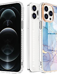 cheap -Phone Case For Apple Back Cover iPhone 13 Pro Max 12 11 SE 2022 X XR XS Max 8 7 Bumper Frame Plating IMD Marble TPU PC
