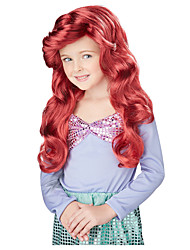 cheap -Mermaid Curly With Bangs Wig Long Synthetic Hair Girls&#039; Cosplay Party Fashion Red Wig