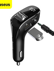 cheap -Baseus Car Charger FM Transmitter Auxiliary Modulator Bluetooth Hands-Free Audio MP3 Player Dual USB Phone Charger