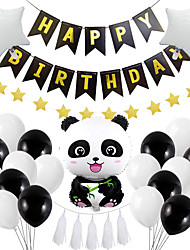 cheap -Panda Balloon Package Panda Shape Birthday Party Theme Arrangement Aluminum Film Balloon Fishtail Pull Flag Decoration