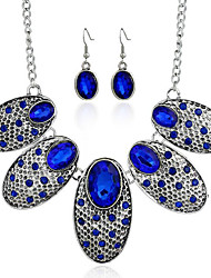 cheap -May polly Retro personalized oval gem studded Necklace Earring Set