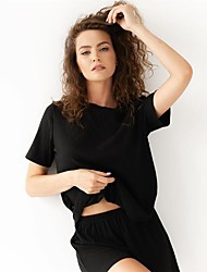 cheap -summer new 2022 european and american fashion pajamas suit black sports casual round neck outer wear ladies home wear