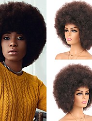 cheap -Human Hair Wig Afro Curly With Bangs Dark Brown Classic For Black Women curling Machine Made Capless Brazilian Hair Unisex Medium Brown#4 8 inch Party / Evening Daily Wear Vacation